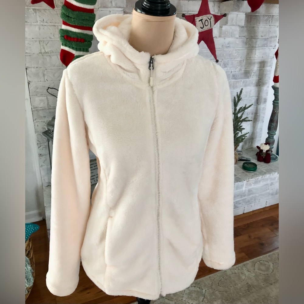 White Faux Fur Hooded Jacket - Small